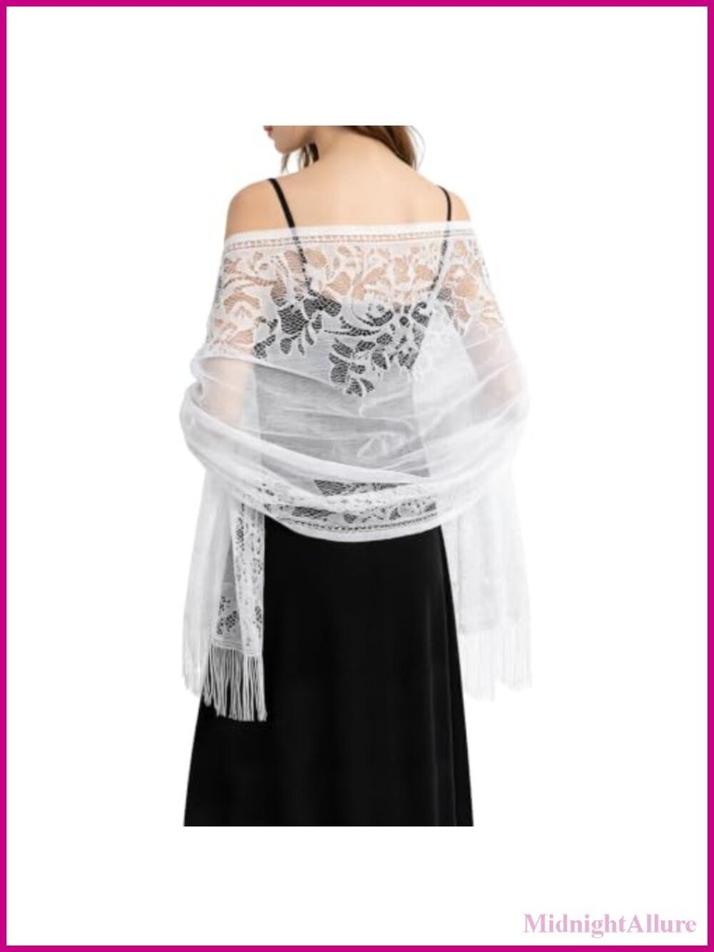 White Lace Floral Shawl Wrap for Women Evening Dress Scarf 74x25